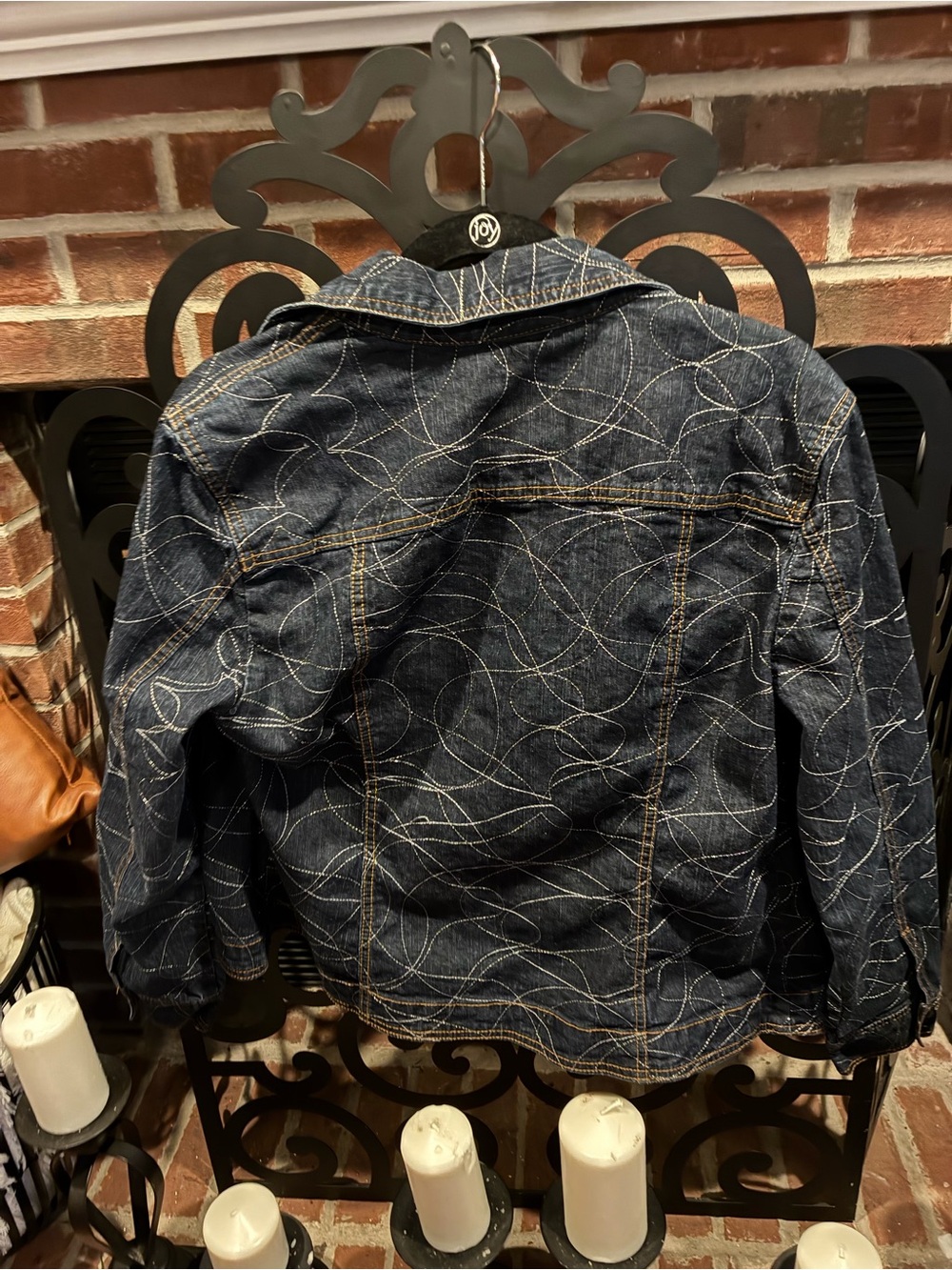 Ruby Red Dark Blue Sparkling Denim Jacket Size:14 - Picture 6 of 9